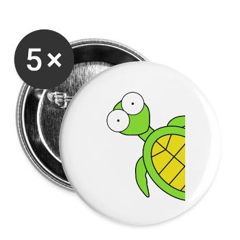 Drôle de BD tortue, tortues, reptiles - Lot de 5 petits badges (25 mm) - blanc - Devant