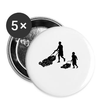 pelouse tondre père fils jardinage tondeuse - Lot de 5 petits badges (25 mm) - blanc - Devant