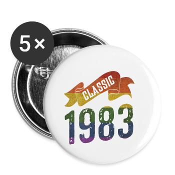 Couleurs arc-en-ciel classiques de 1983 - Lot de 5 petits badges (25 mm) - blanc - Devant