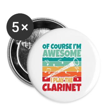 Clarinette - Lot de 5 petits badges (25 mm) - blanc - Devant