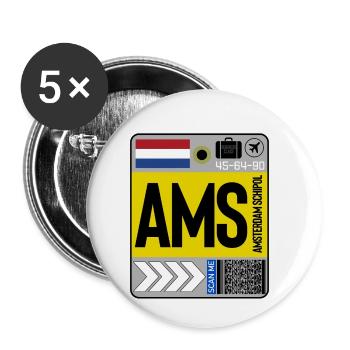 Flughafen Amsterdam Schipol - Buttons klein 25 mm (5er Pack) - Weiß - Vorne