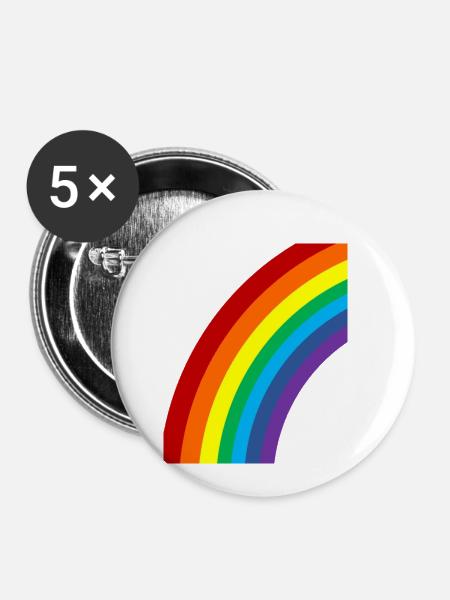 Regenbogen Lgbt - Buttons klein 25 mm (5er Pack) - Weiß