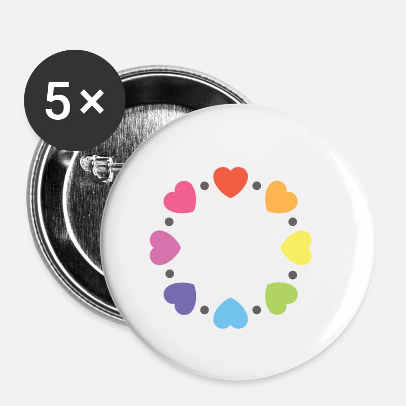 pride herz kreis - Lot de 5 petits badges (25 mm) - blanc