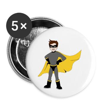 super héro - Lot de 5 petits badges (25 mm) - blanc - Devant