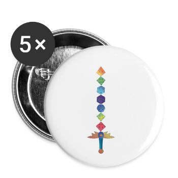 Polyhedral Dice Sword Fantasy Role-Playing Game - Buttons klein 25 mm (5er Pack) - Weiß - Vorne