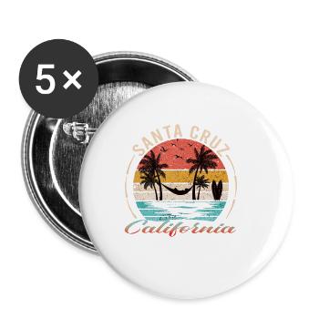 California Santa Cruz Beach Surfing - Buttons klein 25 mm (5er Pack) - Weiß - Vorne