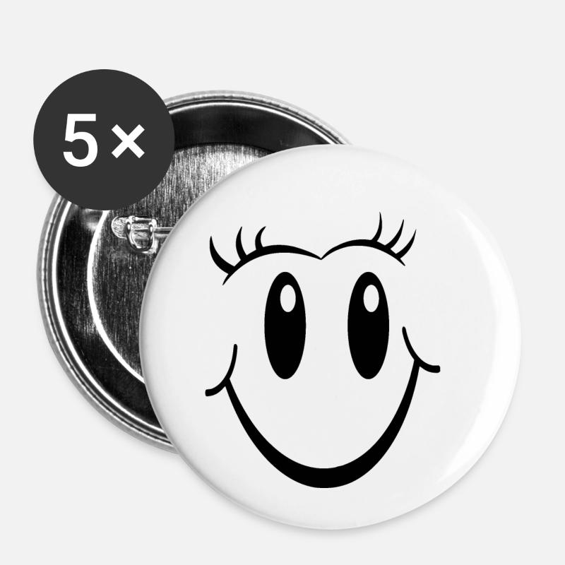 Super Smile - Lot de 5 petits badges (25 mm) - blanc