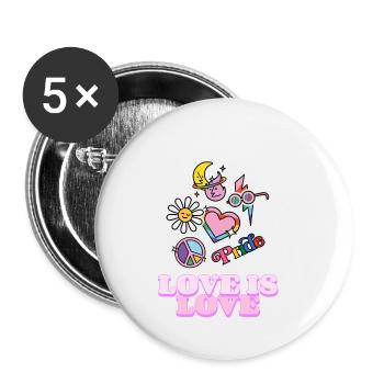 Love is Love LGBT Pride Month Heart Pride Peace Da - Lot de 5 petits badges (25 mm) - blanc - Devant