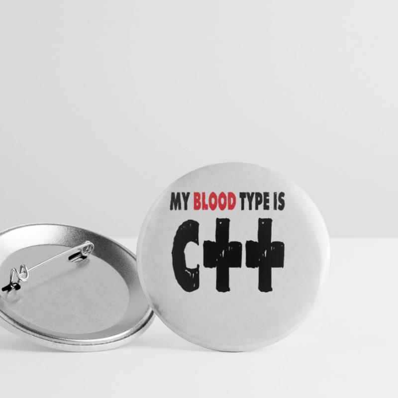 Blood Type C++ Computer Science Binary Software Program Buttons small 1''/25 mm (5-pack)