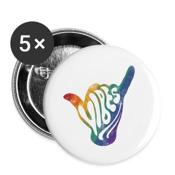 Ondes positives - Lot de 5 petits badges (25 mm) - blanc - Devant