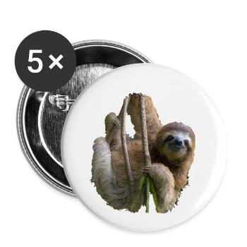 Sloth lovers gift | Sloth Design - Buttons small 1''/25 mm (5-pack) - white - Front