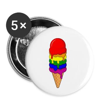 Crème glacée LGBT Pride Gay Pride Month LGBTQ drapeau - Lot de 5 petits badges (25 mm) - blanc - Devant