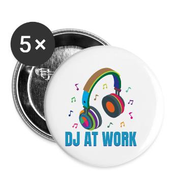Disc Jockey - DJ At Work - Groovy Funky Vintage - - Lot de 5 petits badges (25 mm) - blanc - Devant
