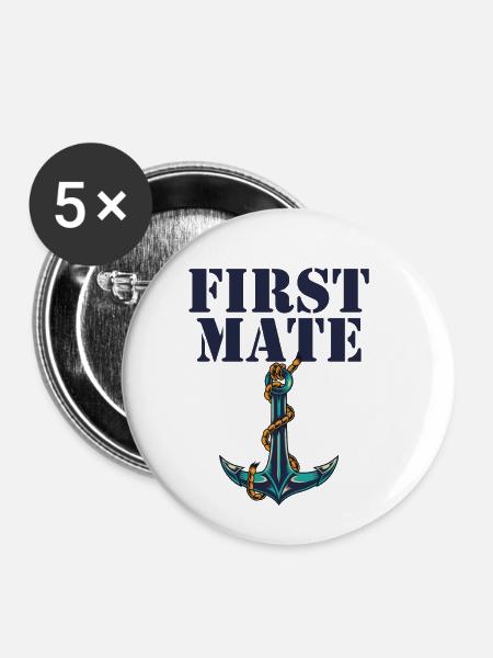 First Mate Daddy Matching - Buttons klein 25 mm (5er Pack) - Weiß