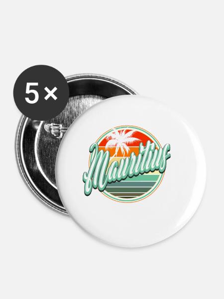 SommerStrandurlaub - Mauritius - Buttons klein 25 mm (5er Pack) - Weiß