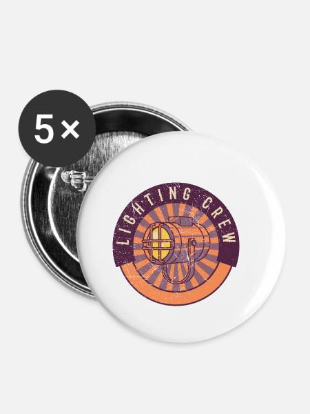 LIGHTING CREW RETRO Lichttechniker - Buttons klein 25 mm (5er Pack) - Weiß