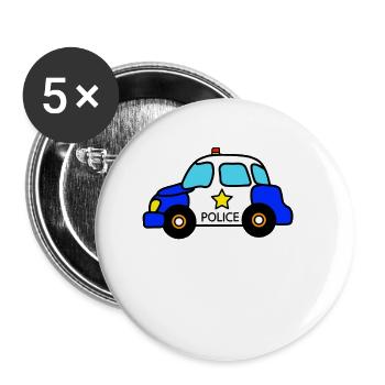 Police Car Baby Toddler Kid - Buttons klein 25 mm (5er Pack) - Weiß - Vorne