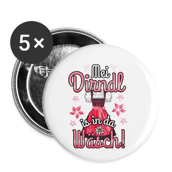 Mei Dirndl is in da Wäsch - Buttons klein 25 mm (5er Pack) - Weiß - Vorne