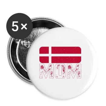 Danish Mom Denmark Flag For Mother's Day - Buttons klein 25 mm (5er Pack) - Weiß - Vorne
