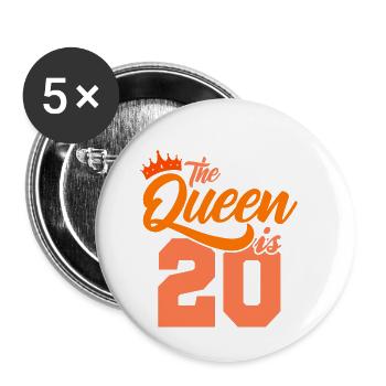 Birthday QUEEN 20 anniversaires de la sœur 20 ans - Lot de 5 petits badges (25 mm) - blanc - Devant