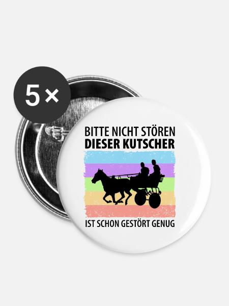 Kutscher Kutsche Pferdekutscher Kutschieren - Buttons klein 25 mm (5er Pack) - Weiß