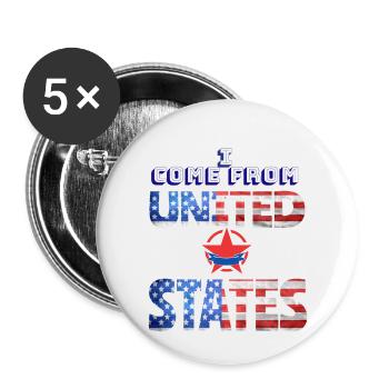 I come from United states - Lot de 5 petits badges (25 mm) - blanc - Devant