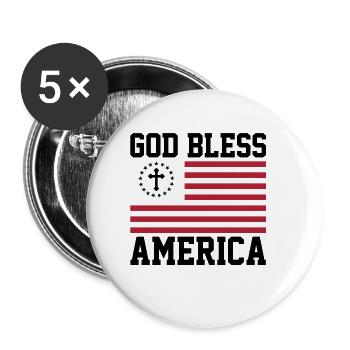 God Bless America Stars and Stripes - Lot de 5 petits badges (25 mm) - blanc - Devant