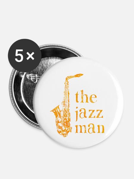 The Jazz Man - Buttons klein 25 mm (5er Pack) - Weiß