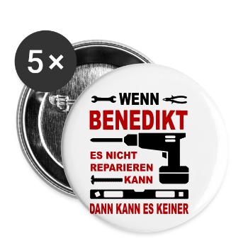 Name Geschenk Namenstag BENEDIKT - Buttons klein 25 mm (5er Pack) - Weiß - Vorne
