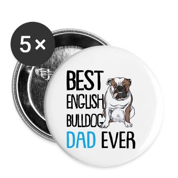 English Bulldog Dad - Lot de 5 petits badges (25 mm) - blanc - Devant
