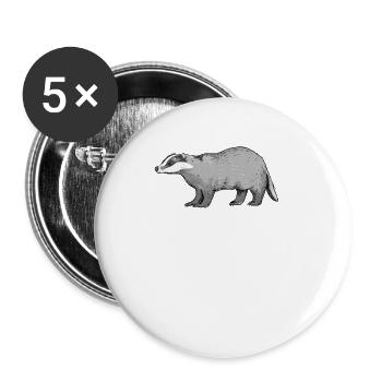 Badger I Predatory Game Hunting Motif for Hunters - Buttons small 1''/25 mm (5-pack) - white - Front