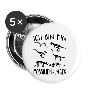 Fossilien Jäger Dinosaurier Paläontologe Forscher - Buttons klein 25 mm (5er Pack) - Weiß - Vorne
