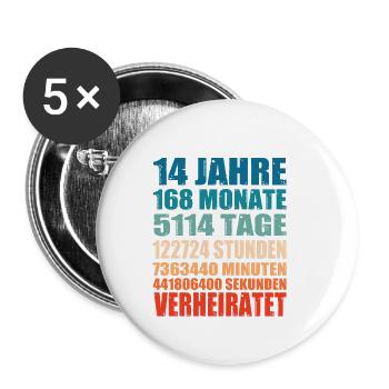 14 Jahre Verheiratet Hochzeit Spruch Geschenk - Buttons klein 25 mm (5er Pack) - Weiß - Vorne