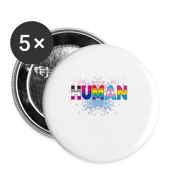 HUMAN LGBT Flag Gay Pride Month Transgenre Rainbo - Lot de 5 petits badges (25 mm) - blanc - Devant