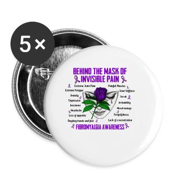 Behind The Mask Of Invisible Pain Fibromyalgia - Buttons small 1''/25 mm (5-pack) - white - Front