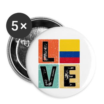 I Love Colombia Flagge für kolumbianischen Stolz - Buttons klein 25 mm (5er Pack) - Weiß - Vorne