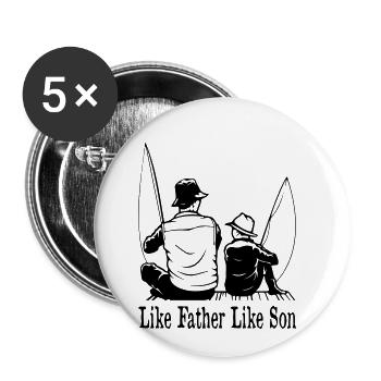 Like Father Like Son Fishing - Buttons small 1''/25 mm (5-pack) - white - Front