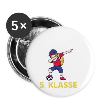 Aufstieg 5. Klasse Grundschule Schulkind Schüler F - Buttons klein 25 mm (5er Pack) - Weiß - Vorne
