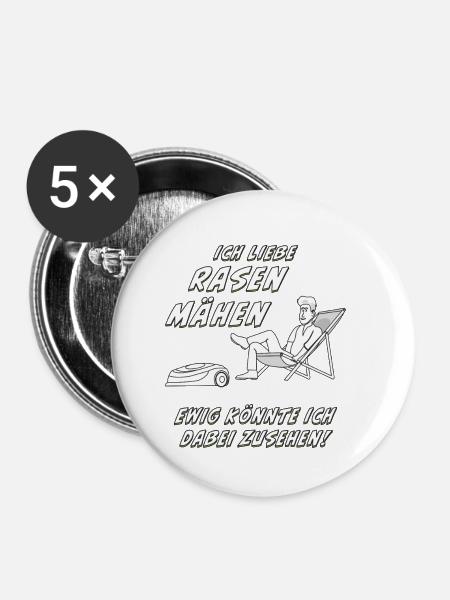 RASENROBOTER RASEN MÄHEN - Buttons klein 25 mm (5er Pack) - Weiß