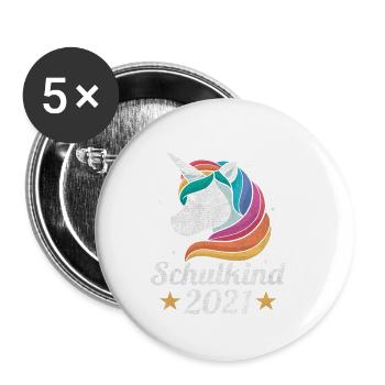 Kindergarten ist vorbei, Tschüss! Grundschule - Buttons klein 25 mm (5er Pack) - Weiß - Vorne