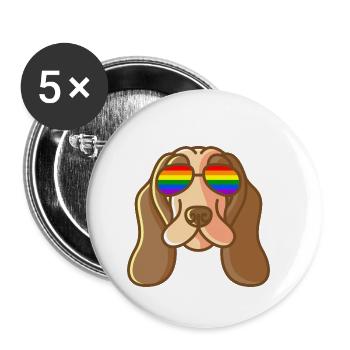 Cocker Épagneul Avec lunettes Nerd Dog LGBT Pride - Lot de 5 petits badges (25 mm) - blanc - Devant