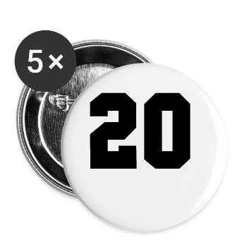 20 - Number 20 - 20 years - Buttons small 1''/25 mm (5-pack) - white - Front