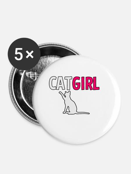 Cat girl Katzendame - Buttons klein 25 mm (5er Pack) - Weiß