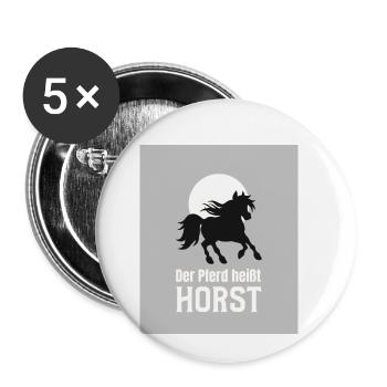 Der Pferd heißt Horst - Buttons klein 25 mm (5er Pack) - Weiß - Vorne