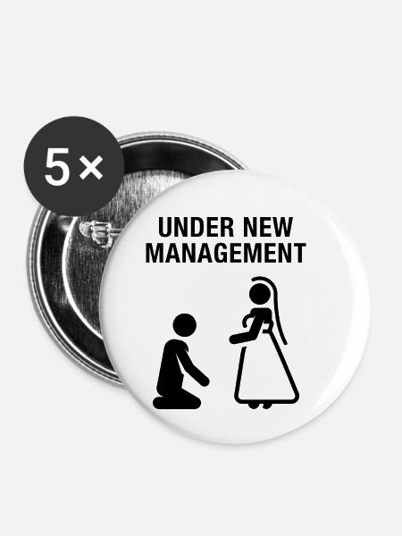 Unter neuer Leitung - Buttons klein 25 mm (5er Pack) - Weiß