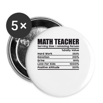 Math Teacher Serving Size 1 Amazing personne - Lot de 5 petits badges (25 mm) - blanc - Devant