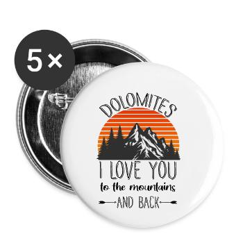 Dolomiten Alpen Berge - Buttons klein 25 mm (5er Pack) - Weiß - Vorne