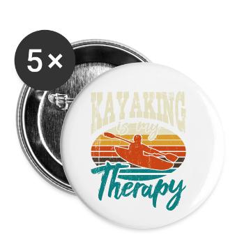 Kayaking Is My Therapy Kajak Kajakfahrer Kayak - Lot de 5 petits badges (25 mm) - blanc - Devant