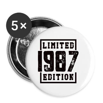 1987 Birthday Born Year of birth 87 Year of birth - Buttons small 1''/25 mm (5-pack) - white - Front