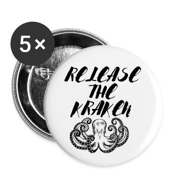 LIBÉREZ LE KRAKEN - Lot de 5 petits badges (25 mm) - blanc - Devant